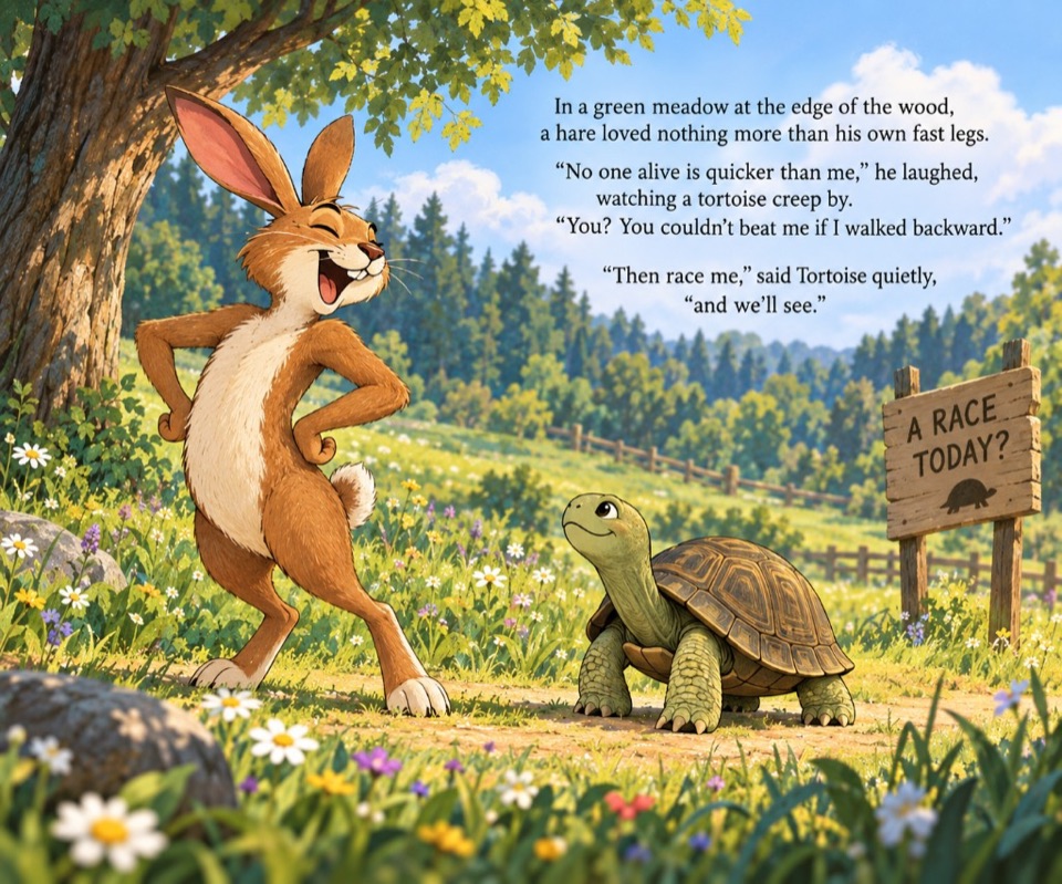 The Tortoise and the Hare — English page
